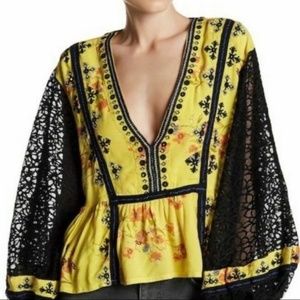 Free People Chartreuse Blouse Size Small